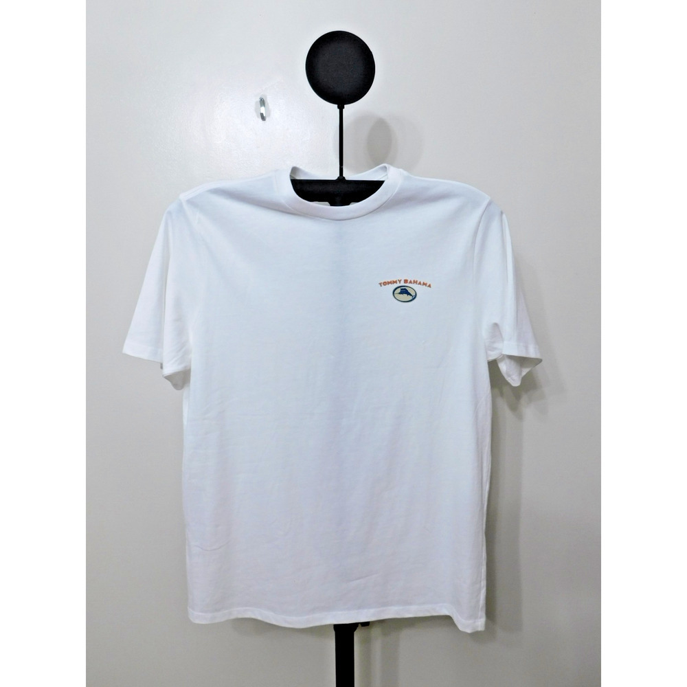 Tommy Bahama White Biker Bar Crew Neck Cotton T-Shirt - Size S